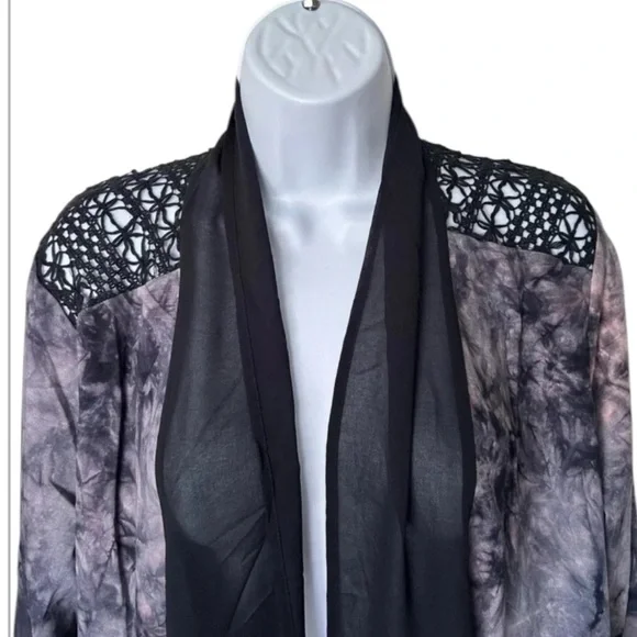 NWT Logo Lori Goldstein open cardigan jacket pockets asymmetrical Size L - Picture 3 of 8